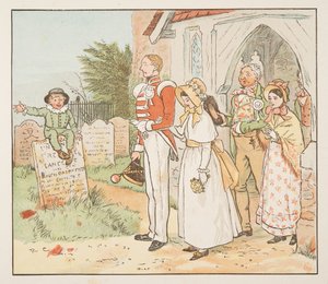 Soldaten och hans brud, från The Hey Diddle Diddle Picture Book, pub.1882 (färggravyr) av Randolph Caldecott