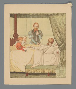 Zwei Kinder und ein Mann an einem Krankenbett av Randolph Caldecott