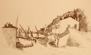 lokal fransk fiskeby i södra Frankrike c1884 av Randolph Caldecott