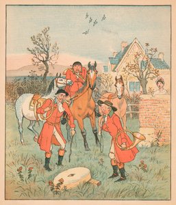 ...nästa sak de hittade, var en grymtande slipsten..., 1880. av Randolph Caldecott