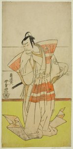 Skådespelaren Nakamura Nakazo I som Kudo Suketsune i pjäsen Edo no Fuji Wakayagi Soga, framförd på Nakamura Theatre under den första månaden, 1789 av Rantokusai Shundo