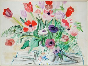 Anemones et tulipes (akvarell på papper) av Raoul Dufy