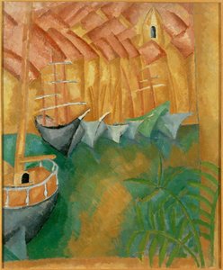 Bateaux a quai dans le port de Marseille (målning på duk)