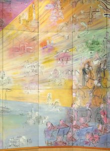 La Fee Electricite, detalj av den vänstra sidan föreställande en orkester av Raoul Dufy