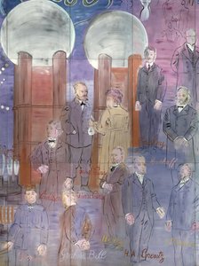 La Fee Electricite, detalj av vänster sida föreställande vetenskapsmän av Raoul Dufy