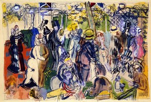 Le Moulin de la Galette (akvarell, penna och bläck) av Raoul Dufy