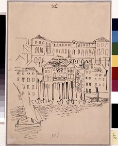 Marseille, hamnen, stadshuset och Hotel Dieu av Raoul Dufy