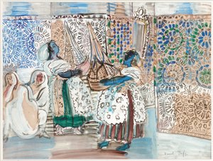 Reception with the Pasha of Marrakech (gouache, akvarell  blyerts på papper) av Raoul Dufy
