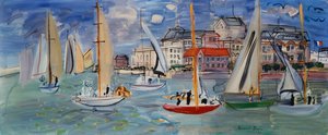 Regattor i hamnen i Trouville-Deauville, ca 1938 (olja på duk)
