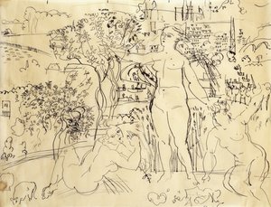 Studie för Palais de Chaillots bar; Etude pour le Bar du Palais de Chaillot av Raoul Dufy