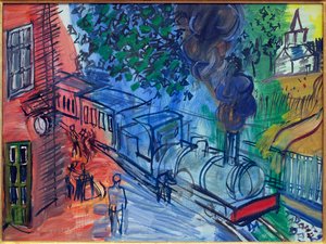 Tåg till stationen. Målning av Raoul Dufy (1877-1953), olja på duk. Fransk konst, 1900-talet. Musee La Piscine, Roubaix.