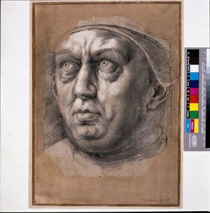 Påven Leo X (svart krita på papper)