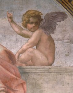 Putto porträtterar Tro, detalj av kardinal och teologiska dygder och lagen