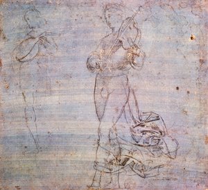 Studera för figur med musikinstrument av Raphael