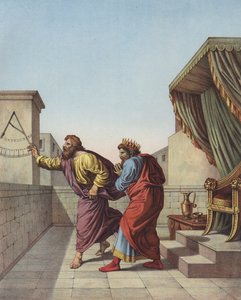 Jesaja informerar kung Hiskia av Juda att han kommer att leva femton år till (färg litho) av after Raphael