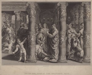 Peter och Johannes vid den vackra porten (gravyr) av after Raphael