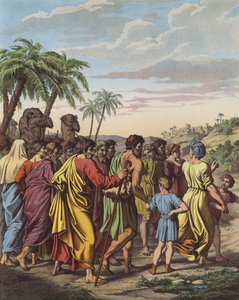 Israeliternas återkomst från deras fångenskap i Babylon (färg litho)