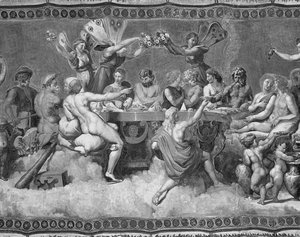 The Bankett of the Gods, takmålning av Amors och Psyches uppvaktning och äktenskap (fresk) (s/v foto) (detalj av 57688)
