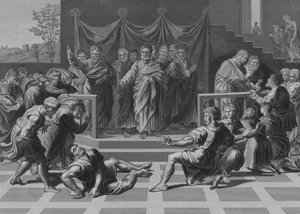 Ananias död (gravyr) av after Raphael