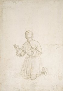 Knästående figur av en ungdom, ca 1503 (silverpoint på ett vitt preparat) av Raphael