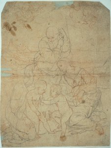 Helig familj med Saint Elizabeth och spädbarnet Johannes döparen av Raphael