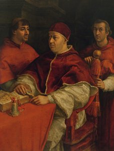 Leo X med kardinalerna Giulio de Medici och Luigi de Rossi, 1517-18 av Raffaello Sanzio Raphael
