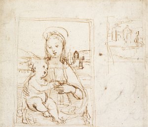 Studie för en bild av jungfrun och barnet, c1500-1504 av Raphael