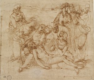 Lamentation study for the Entombment of Christ, tidigt 1500-tal av Raphael