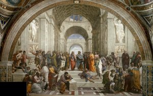 Atens skola. Fresk i Stanza della Segnatura, ca 1510-1511. av Raphael