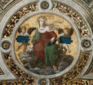 Teologi. Takfresco i Stanza della Segnatura, ca 1510-1511. av Raphael