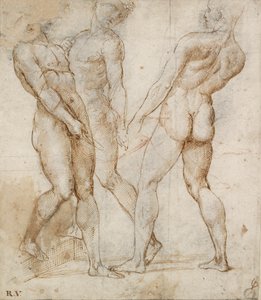 Tre nakna bärare Study for the Entombment, tidigt 1500-tal av Raphael