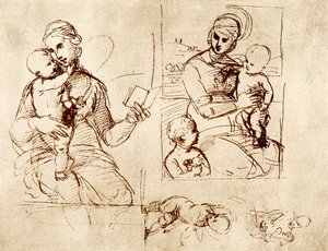 Två Madonna-studier av Raffaello Sanzio Raphael