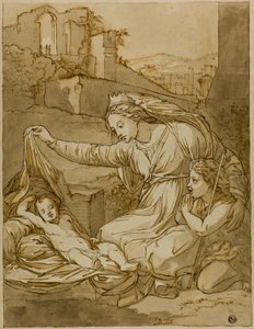 Jungfru och sovande Kristusbarn med spädbarnet Johannes Döparen av Raphael