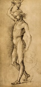 Bacchus känd som Idolino, teckning av Rafael. Cabinet of Drawings and Prints, Uffizi Gallery, Florens av Raffaello Sanzio Raphael