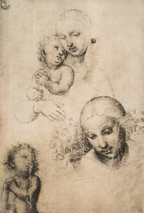 Study for a Madonna and Child, teckning av Raffaello Sanzio. Cabinet of Drawings and Prints, Uffizi Gallery, Florens av Raffaello Sanzio Raphael