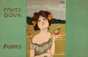Äppelplockning, ca 1900 (illustration) av Raphael Kirchner