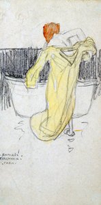 Rödhårig kvinna ... i badrummet, c1900-1917
