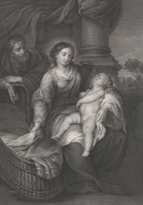 Den heliga familjen, med Kristusbarnet sovande i jungfruns knä, ca. 1778-86 av Raphael Morghen