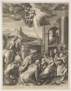 Tillbedjan av Magi, 1598.