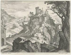 Landskap med Vestatemplet i Tivoli av Raphaël Sadeler (I) (attributed to)