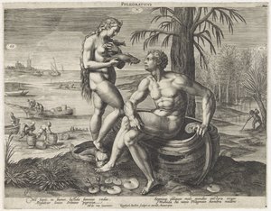 Flegmatiskt temperament Phlegmaticus (titel på objekt) Vier temperamenten (serietitel) av Raphaël Sadeler (I)