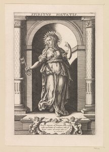 Religionens gåva Spiritvs Pietatis (titel på objekt) Den Helige Andes sju gåvor (serietitel) av Raphaël Sadeler (I)