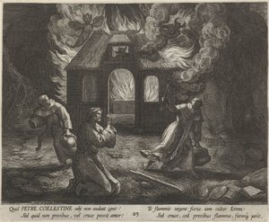 Sankt Peter Celestinus som eremit Eremiternas dygdiga liv (serietitel) Trophaeum vitae solitariae (serietitel) av Raphaël Sadeler (I)