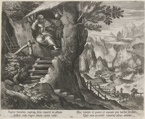 Saint Sabas som en eremit Eremiter (serietitel) Oraculum Anachoreticum (serietitel) av Raphaël Sadeler (I)