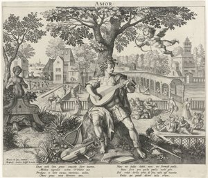 Ungdom under inflytande av kärlek Amor (titel på objekt) The Four Ages (serietitel) av Raphaël Sadeler (I)