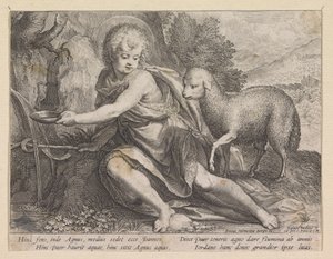 Johannes Döparen som ung man vid en brunn av Raphaël Sadeler (I)