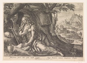 Maria Magdalena in de wildernis av Raphaël Sadeler (I)