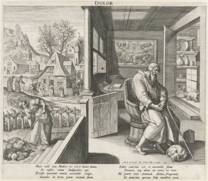Ålderdom under påverkan av sorg Dolor (titel på objekt) The Four Ages (serietitel) av Raphaël Sadeler (I)