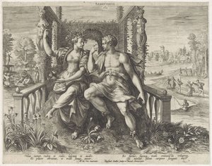Sanguiniskt temperament Sanguineus (titel på objekt) Vier temperamenten (serietitel) av Raphaël Sadeler (I)