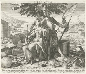 Spanien med Juno och Mars Hispania (titel på objekt) Allegoriska representationer av europeiska länder (serietitel)